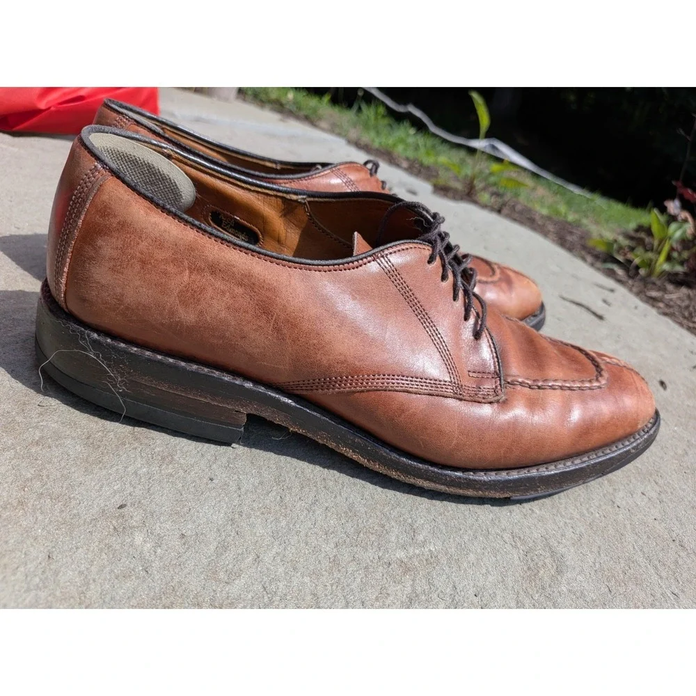 Allen Edmonds Dellwood Brown Split Moc Toe Vibram Lace Up Blucher USA SZ 9D